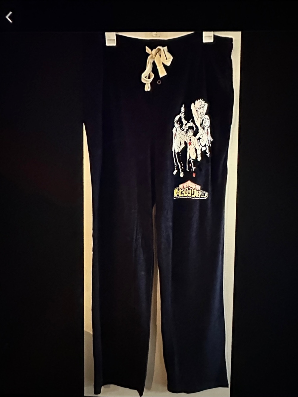 Black Graphic Lounge Pants with Drawstring